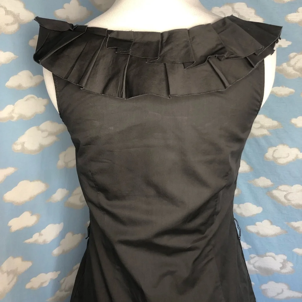 J. Crew Ruffled Scoop-neck Fit & Flare Dress‎ Charcoal Gray Size 2